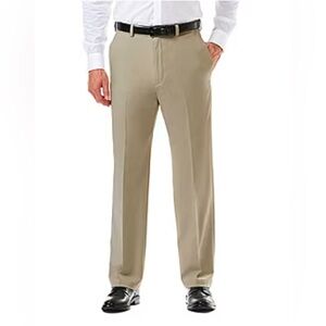 Haggar Men’s Cool 18 Pro Classic Fit Flat Front Khaki Pants Size 34x32